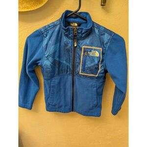 The North Face Fleece Jacket Blue Geometric Print Zip Up Kids XS